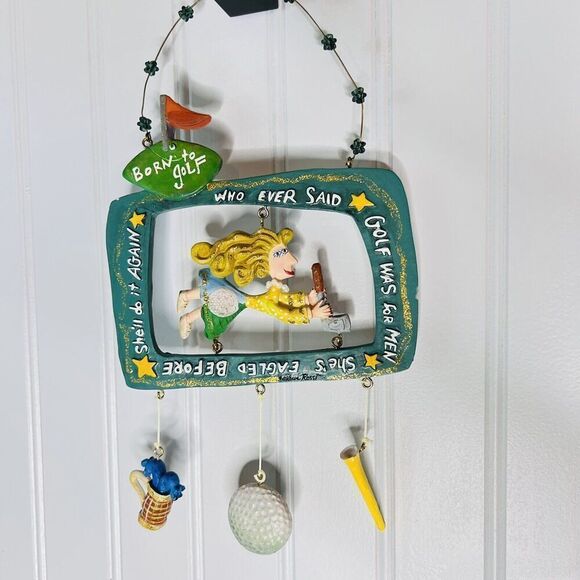 Karen Rossi Born To Golf Wall Decor Hanging Golfer Woman Lady Girl Colorful Fun - Picture 1 of 10